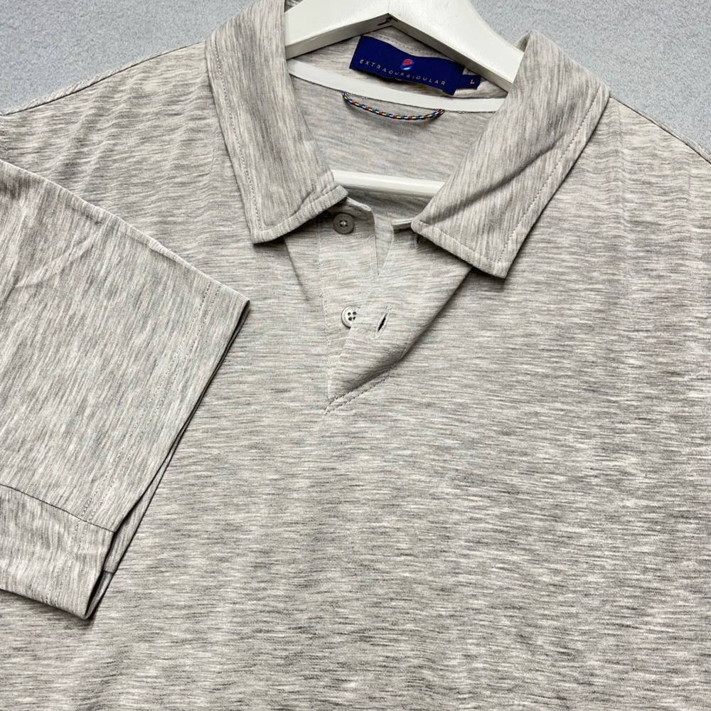 Extracurricular Mens Gray Space Dye Short Sleeve Golf Polo Shirt Size Large L